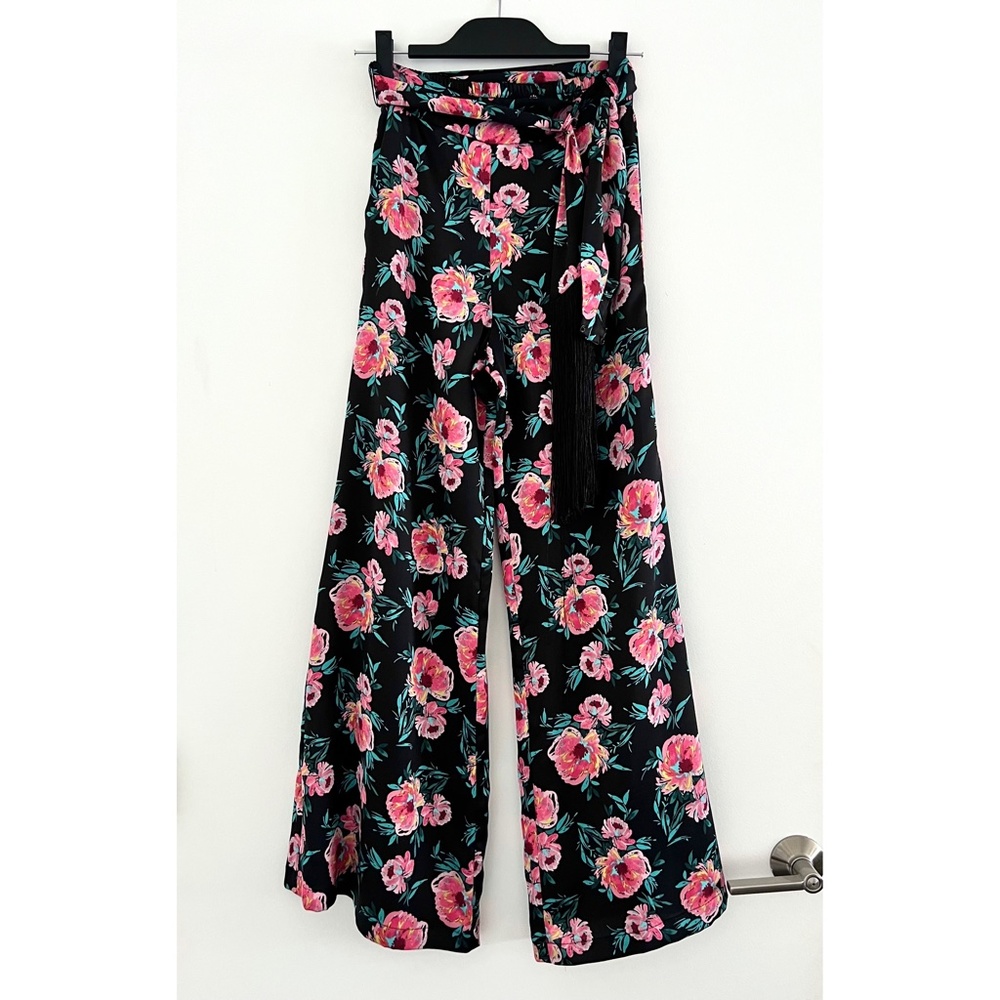 Misa Los Angeles Floral Pants with Fringe